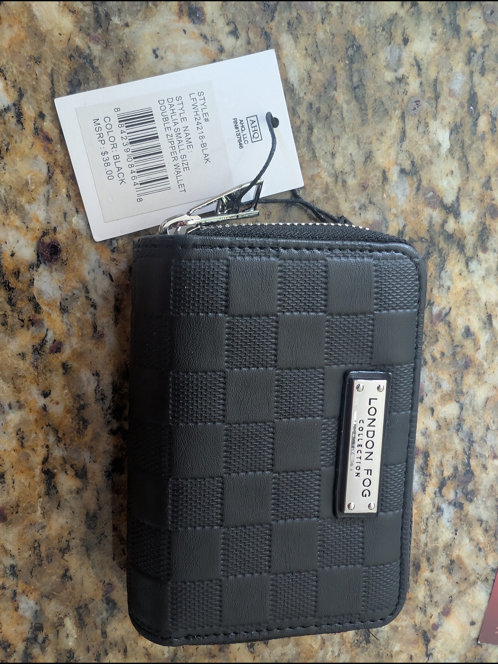 NWT London Fog Women's Black/Dahlia Double Zipper Wallet Size Small